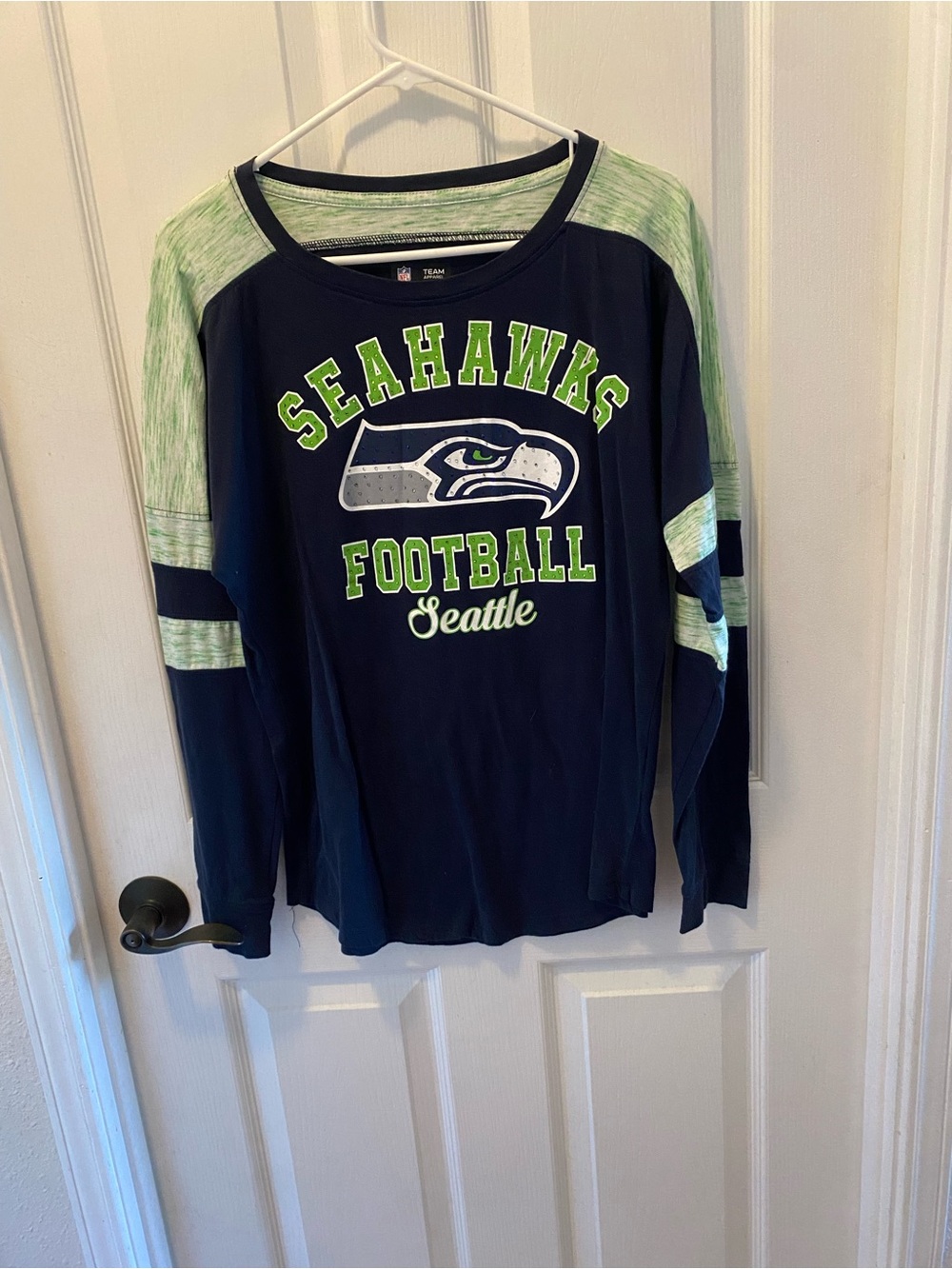 Team Apparel Navy & Neon Green NFL Long Sleeve Tee